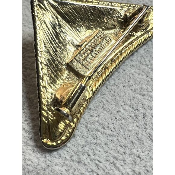 Ugo Correani Vintage Brooch Turquoise Gold Tone Trombone Clasp Made In Italy 2” - Picture 6 of 9